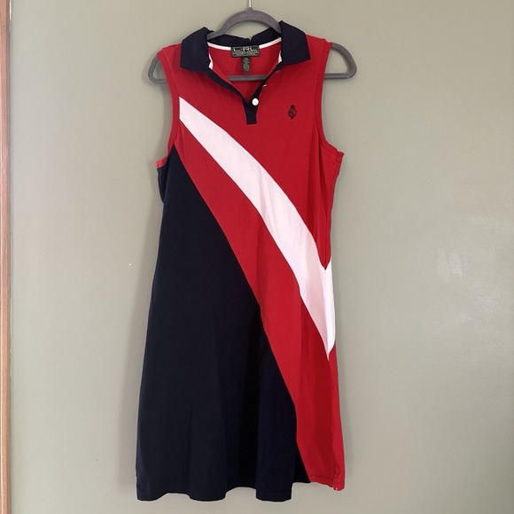 Lauren Ralph Lauren Women's Active Sleeveless Sheath Dress Red/White/Blue - Picture 1 of 6